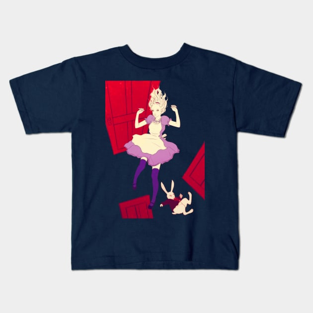 Alice falling Kids T-Shirt by saitmy